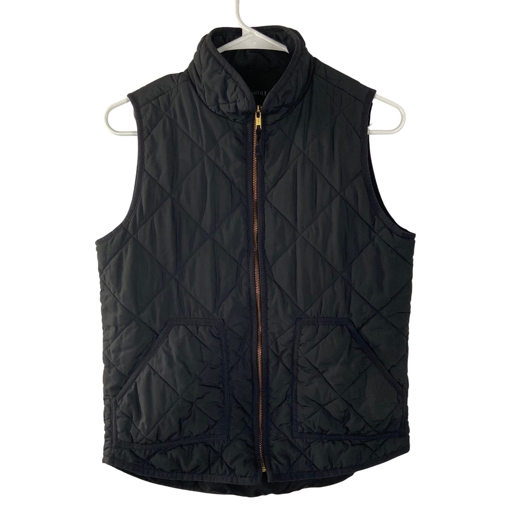 J.Crew Mercantile Quilted Puffer Vest Black Full Zip Women's Small